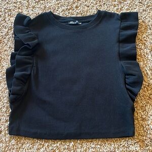 Zara like new small sweater ruffle top cropped